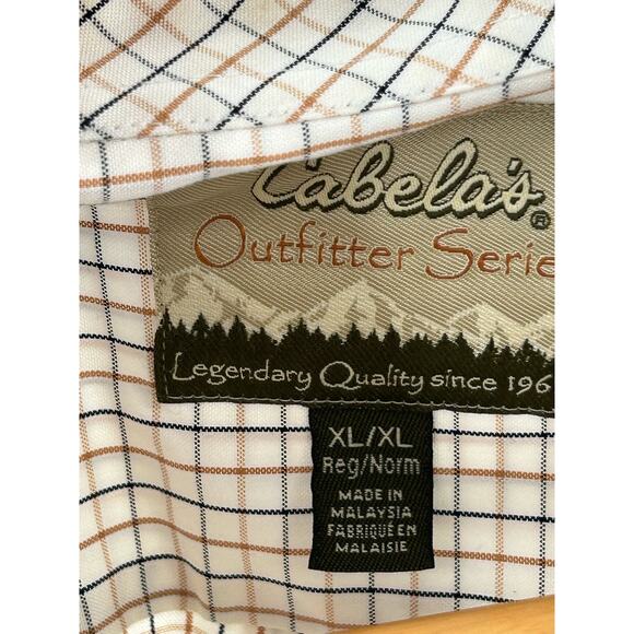 Cabbala’s Button-down Plaid Men's Shirt Short Sleeve Cream Brown Tan XLarge - Picture 3 of 11